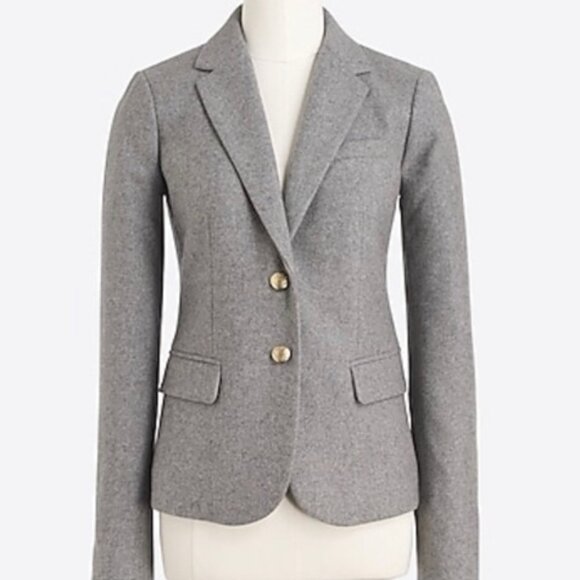 J. Crew Gray Schoolboy Blazer Jacket 8 Gold Buttons Wool Blend Office Old Money - Picture 1 of 12